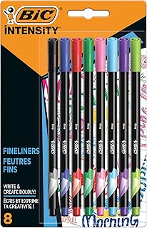 Stylos feutres bic intensity fineliner pour dessiner et écrire - paquet de 8