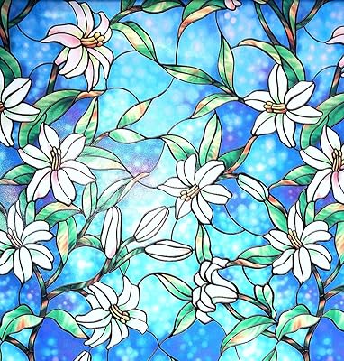 Film de fenêtre décoratif pour la maison, motif d'orchidée, film de confidentialité givré