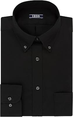 Chemise habillée izod pour hommes, coupe régulière, extensible, col boutonné uni