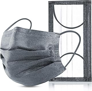 Masque facial jetable yjiaka gris, masques de sécurité à 4 épaisseurs, couvre-bouche respirant