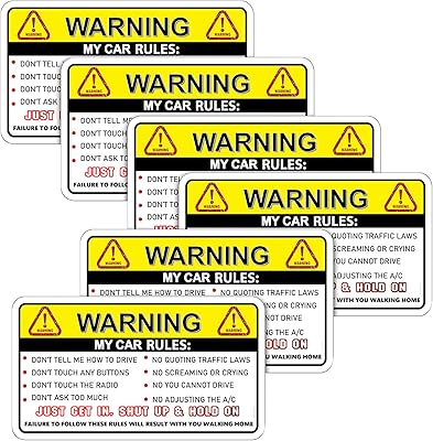 6 pièces autocollants d'avertissement de sécurité de voiture drôles autocollants en vinyle adhésifs