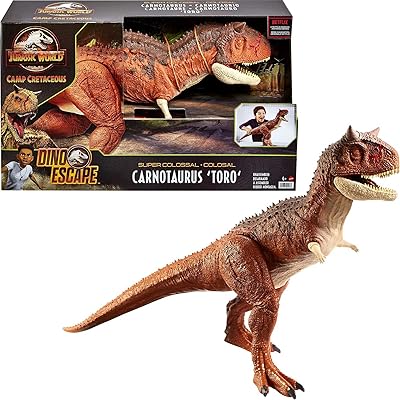 Figurine de dinosaure carnotaurus toro colossal de jurassic world avec libération d'estomac, longueur