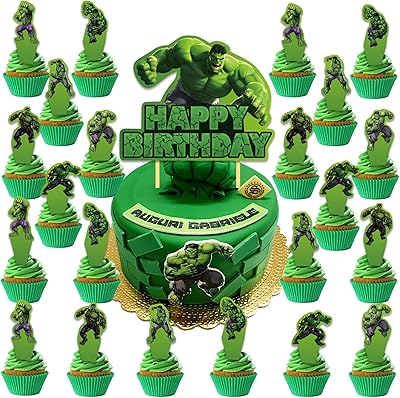 25 pièces de décoration de gâteau de fête d'anniversaire hulk, décorations de cupcakes hulk pour fournitures de fête hulk. Diaytar Sénégal : L'e-commerce qui vous ressemble