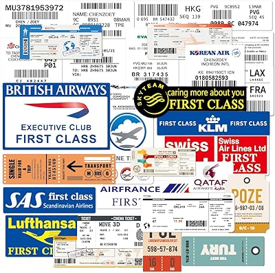 Autocollants pour bouteille d'eau, compagnie aérienne, billet d'avion, pack d'autocollants pour ordinateur portable