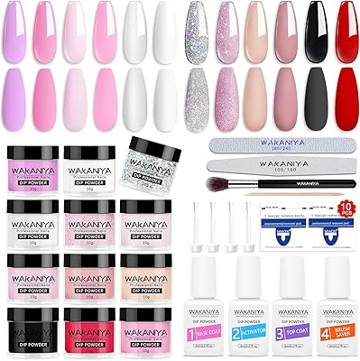 Wacanya nail dip powder set 12 couleurs pure shiny dip powder set