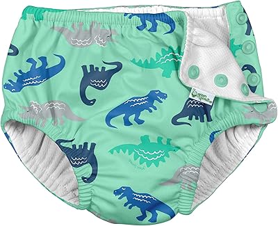 Couches de bain réutilisables iplus by green sprouts seafoam simple dino pour garçons