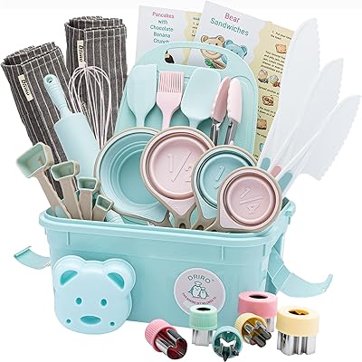 Véritable ensemble de ustensiles de cuisson pour enfants fournitures de pâtisserie avec bavoirs