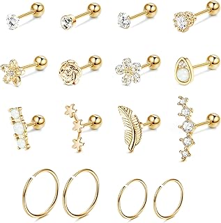 Silimo 16 pièces 16g boucles d'oreilles cartilage boucles d'oreilles pour femmes chirurgicales en acier inoxydable épées légende canapé boucles d'oreilles opale brillant cz boucles d'oreilles cartilage argent/or/or rose. Votre supermarché en ligne au Sénégal, c'est Diaytar