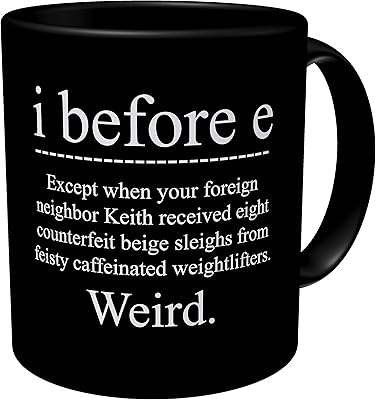 Tasse à café amusante aviento black i before e weird grammar teacher, anglais