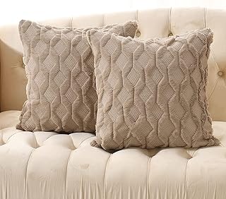 Lot de 2 housses de coussin en velours polaire doux et confortables
