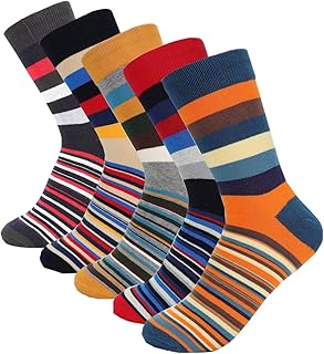 Chaussettes longues décontractées en coton à rayures colorées pour hommes (paquet de 5)