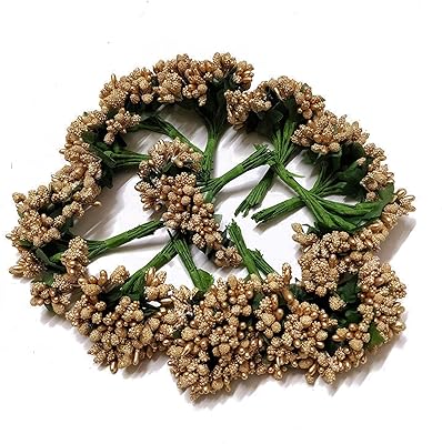 Excellent interiors fleurs de pollen artificielles pour la fabrication de couronnes et de bijoux, paquet de 144 or (12 paquets de 12 pollens chacun). Diaytar : Qualité professionnelle, prix grand public