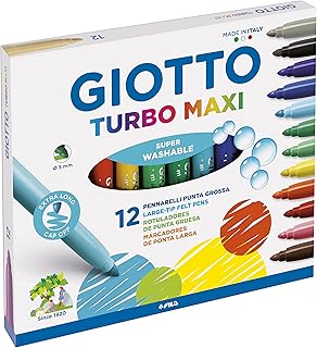 Stylos feutres gyuto turbo maxi ultra lavables, pointe large 5 mm, 12 couleurs
