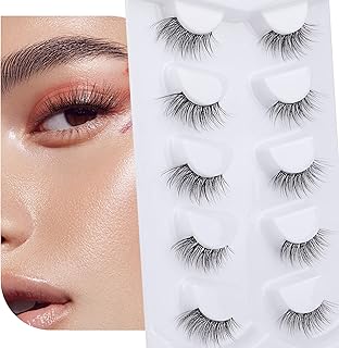 Demi-cils moelleux et vaporeux, bande de faux-cils clairs et naturels, paquet de 5