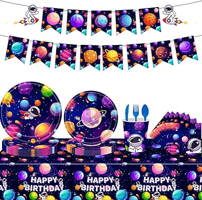 Ensemble de fournitures de fête dayong dans l'espace 170 pièces décorations d'anniversaire