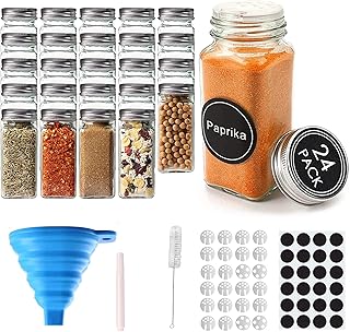 Pots à épices - 24 pots à épices, bocaux en verre avec couvercles
