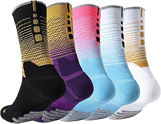 Chaussettes de sport, 5 paires de chaussettes de basket-ball pour hommes, chaussettes