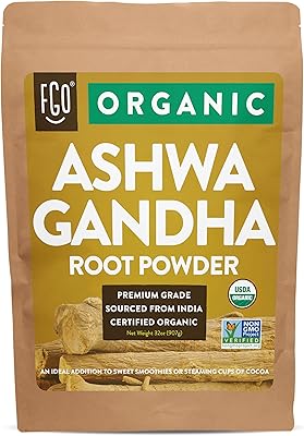 Poudre de racine d'ashwagandha biologique | sac kraft refermable de 32 oz
