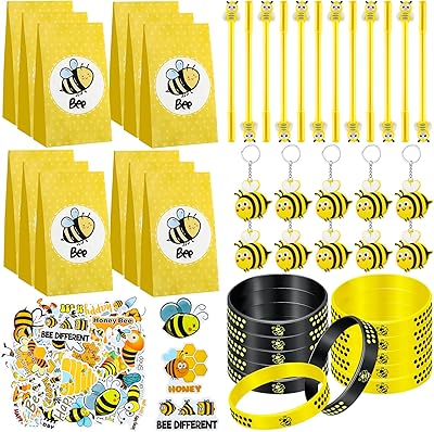 Porte-clés abeille pour cadeaux de fête, sacs cadeaux, joli stylo abeille jaune