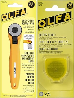 Coupe-tissu rotatif ulfva 28 mm avec 5 lames rechargeables pour le quilting, la couture