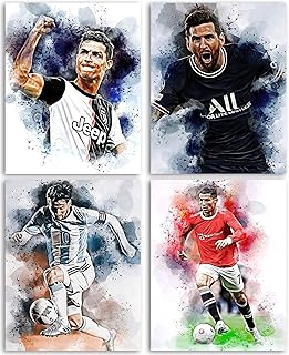 Affiches d'art mural sur toile d'étoiles de football à l'aquarelle de cristiano ronaldo