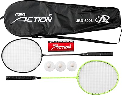 L'ensemble de badminton pro action deluxe comprend 2 raquettes 3 balles et un sac