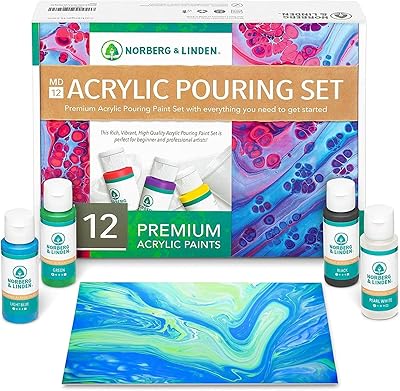 Ensemble de peinture acrylique norberg & linden 12 bouteilles de 2