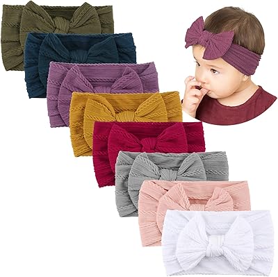 Bandeau extensible en nylon doux fait main avec nœud floral pour bébé fille