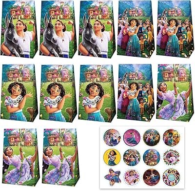 Fournitures de fête d'anniversaire encanto - 12 sacs de cadeaux de fête encanto avec 12 autocollants de décorations de fête encanto. Diaytar : Votre allié pour des achats malins et économiques