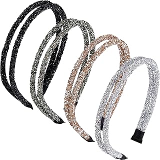 4 pièces cerceau de cheveux en strass, bandeau double face imitation diamant cristal