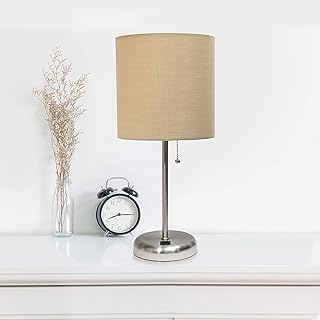 Limelights lt2044-tan lampe bâton avec port de chargement usb et abat-jour en tissu