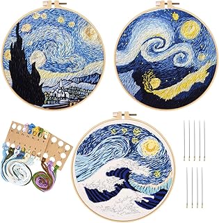 Kit de broderie débutant 3 pièces avec motifs et instructions, kits de point