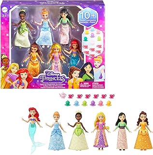 Disney princess toys 6 mini poupées articulées avec des tenues scintillantes et 13