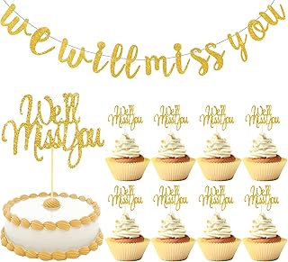 24 pièces de décorations pour cupcakes, tu nous manqueras, 1 bannière miss you