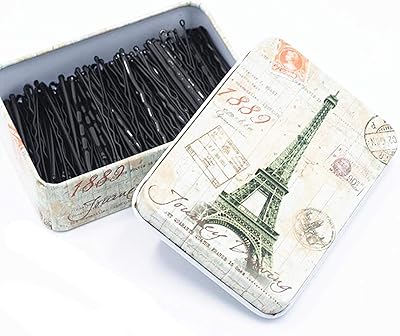 Épingles à cheveux noires avec boîte en forme de tour, 150 pièces