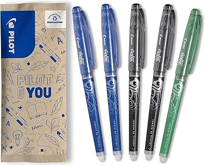 Stylo à bille effaçable pilot frixion point 0,5 mm - 2 bleus/2 noirs/1