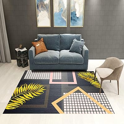 Tapis rétro bleu floral, grand tapis de salon, moderne, à poils longs, doux