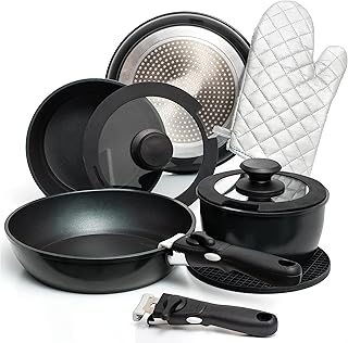 Ensemble de casseroles et poêles en mousse et pierre antiadhésives, batterie de cuisine