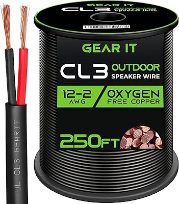Fil de haut-parleur gear it 12/2 (250 pieds) calibre 12awg - extérieur directement