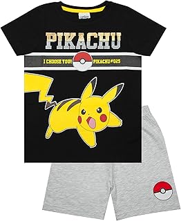 Pyjama pokémon pour garçons | t-shirt électrique et short pokeball pour enfants | ensemble de piquets pour enfants pokeball #025 gris et noir, noir. Diaytar : Faites des achats intelligents en quelques clics