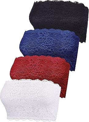 4 pièces soutien-gorge bandeau en dentelle sans bretelles soutien-gorge bandeau sans couture soutien-gorge