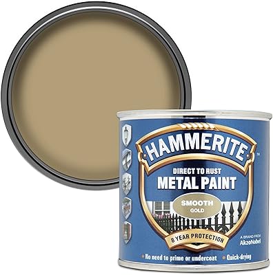 Peinture métallisée hammerite direct to rust - finition dorée douce 250 ml