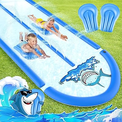 Toboggan aquatique mavpinel easy glide et herbe avec deux plaques de corps (bleu)