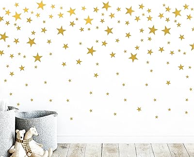 Sticker mural en vinyle étoiles dorées pour décoration de chambre d'enfant.