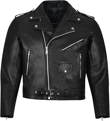 Veste de moto en cuir brando pour hommes 100% vache