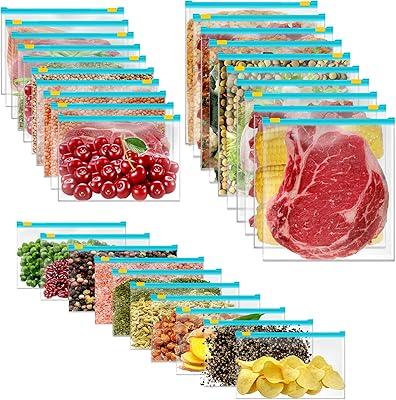 30 pièces sacs de conservation des aliments réfrigérateur réutilisables collation
