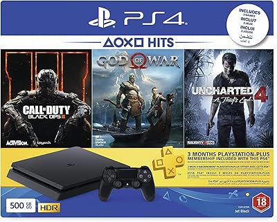 Console sony playstation 4 500 go (noire) avec 3 mois d'abonnement psn