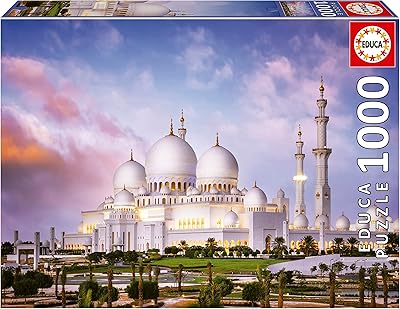 Puzzle de la grande mosquée aduca sheikh zayed 1000 pièces, multicolore