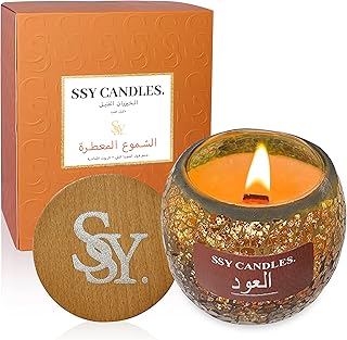 Bougie parfumée de luxe au bois d'agar | grande bougie en mosaïque avec parfum | cristal de quartz de cire de soja naturelle | bougie de méditation, de guérison à domicile et de relaxation | cadeau pour hommes et femmes. Diaytar Sénégal : Diversité produits, unité de prix bas