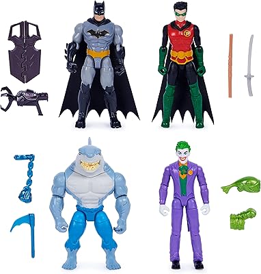 Figurine dc comics, batman et robin contre le joker et king shark, 4 pouces, jouets pour enfants pour garçons et filles à partir de 3 ans. Diaytar : Acheter moins cher n'a jamais été aussi facile
